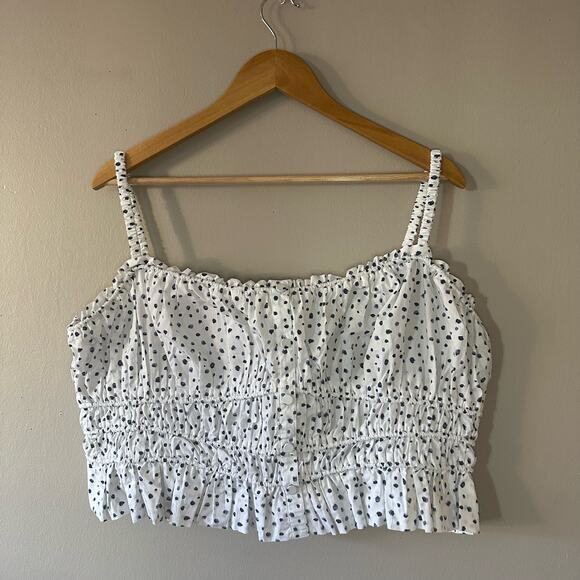 J Crew Cinched-Waist Cotton Poplin Tank Top in Dot Size XL - Picture 2 of 7